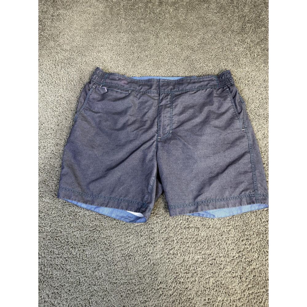 Robert Graham Shorts Mens 38 Blue Swim Trunks Lined Elastic Waist Pockets Mesh